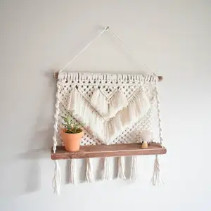 Macrame Shelf Wall Hanging in Natural Color Used for Home Decor Wall Decor Living Room Bed Room Office
