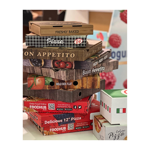 Caja de Pizza Rígida para Entrega, Personalizable, al por Mayor, Blanca y Marrón, de Cartón Kraft Impreso en Flexografía, Reciclable para Uso Alimentario - Product Image 4