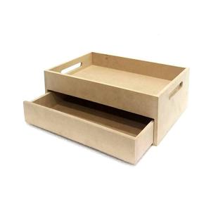 Home Kitchen Used MDF Wooden Tray with Drawer Home Hotel Restaurant Tabletop Decorative Serving Tray - Product Image 1