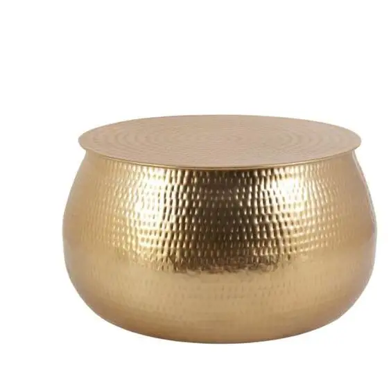 Unique Metal Coffee Table Modern Fashion Round Hammered Gold Plated Aluminium Coffee/Center Table Garden & Study Center Table