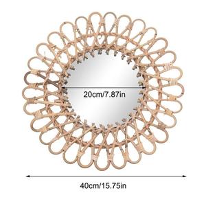 Miroir mural rond en rotin, miroir décoratif bohème fait à la main avec cadre pour l'intérieur de la maison - Product Image 2