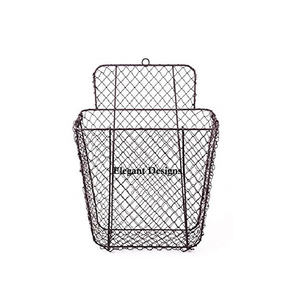 Cesta de pared de hierro hecha a mano de alta calidad, diseñador de Color negro, cestas de almacenamiento al por mayor recubiertas de negro indio - Product Image 6