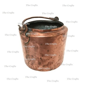 Seau à charbon en cuivre martelé avec poignées en fer, taille et forme personnalisées, seau à charbon pour cheminée en vrac - Product Image 2