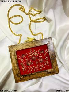 Designer Handmade Wooden Evening <b>Clutch</b> for Women Indian Manufactured Sale Available for <b>Weddings</b> and Special Occasions - Product Image 2