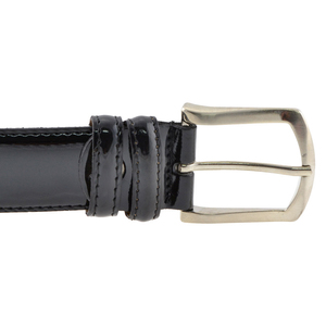 Elegante cintura in pelle di vitello nera verniciata lucida di alta qualità italiana 3.5cm/pollici in vendita 6 pezzi in una scatola - Product Image 4