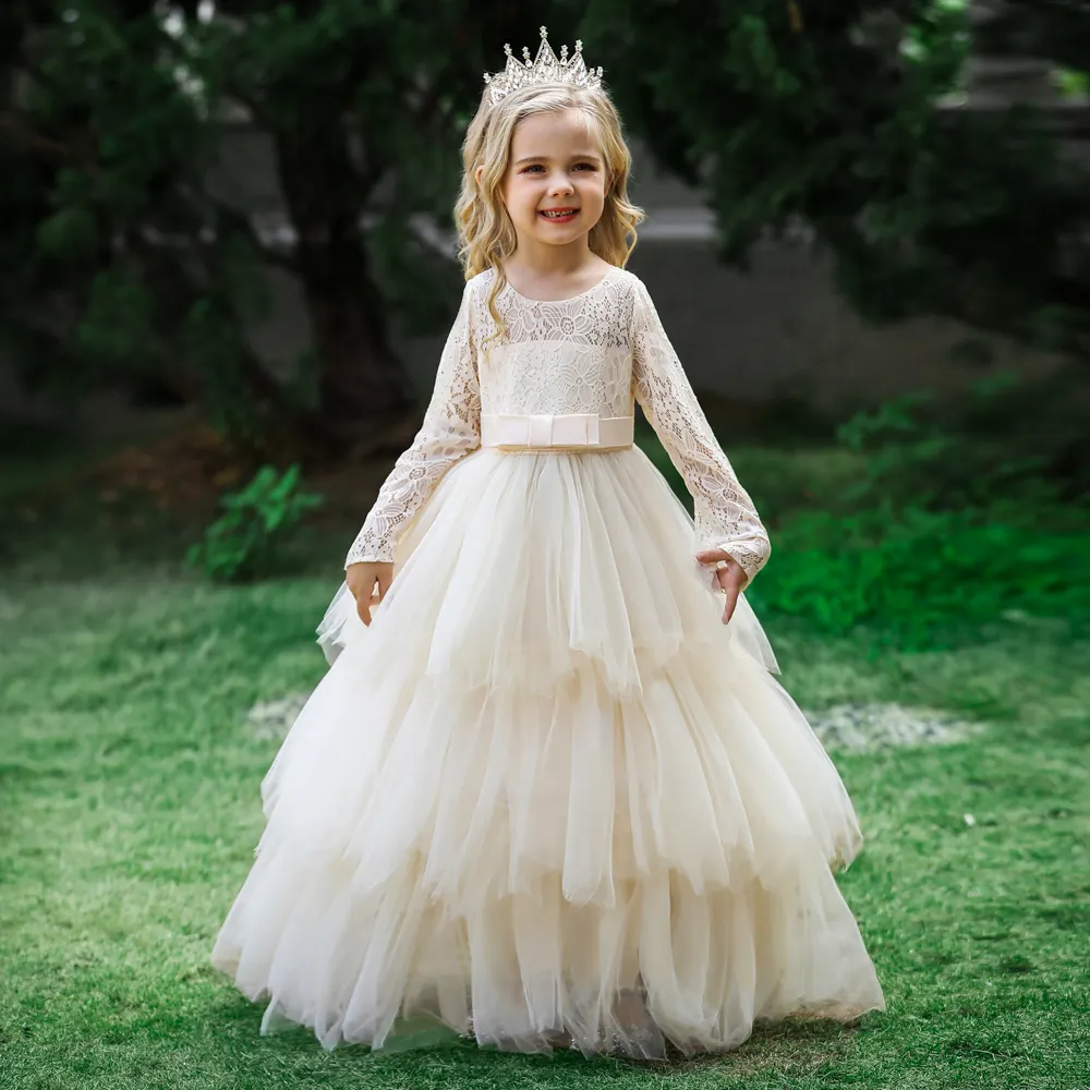 Vestido de moda para niña de 10 años, vestido de encaje para fiesta de cumpleaños y graduación LP-276