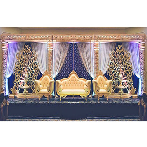 Scène de mariage élégante de style Bollywood asiatique, décoration de scène de réception de mariage, nouveau design britannique, thème Bollywood pour mariage, États-Unis, Royaume-Uni - Product Image 1
