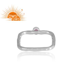 แหวนพลอยบุษราคัมสีชมพูธรรมชาติเครื่องประดับแหวนสี่เหลี่ยม925เงินผู้ผลิต - Product Image 4