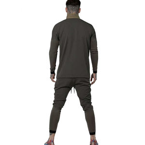 Hot Sale Skinny Solid Anti-Bacterial Custom Logo Sports Gym Wear <b>Velour</b> Tracksuits Men <b>Hoodie</b> Sweatshirt Jogging Suits Blank - Product Image 3