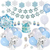 Nikro — flocons de neige, bleu blanc, princesse, pour fête prénatale, cadeau d'anniversaire, fournitures de décoration