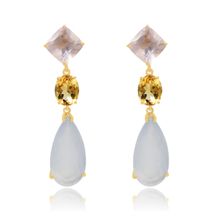 ต่างหูชุบทองจากนักออกแบบชื่อดังต่างหู925สเตอร์ลิงอัญมณีหลากสีสีน้ำเงินธรรมชาติ - Product Image 2