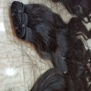 12A 10A 인도 인간의 머리 자연 블랙 기계 직조 번들 표피 정렬 처리되지 않은 사원 버진 헤어 샘플