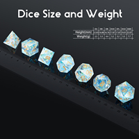 Ensemble de dés polyédriques carrés en résine bleue à bords vifs personnalisés avec 7 dés pour les jeux de rôle DND TTRPG