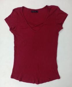 Leftover Apparels etiquetas de marca mujeres Slim Fit Casual 100% algodón comprimido cuello en V negocios camisetas de punto Bangladesh - Product Image 1