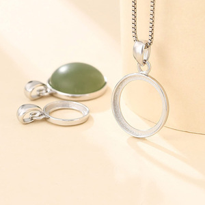 Colgante con bisel para taza de plata sólida S925, disco redondo de 30MM, precio más bajo, venta al por mayor, joyería fina con ajuste en blanco - Product Image 5