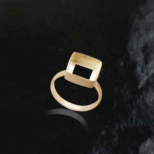 19 MM Square Collet Cup Ring Yellow Gold Plated 925 Sterling Silver Without Gemstone Blank Setting Ring Fine Jewelry For <b>Women</b> - Product Image 3