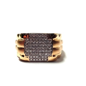 Bague de fiançailles pour hommes en or rose massif 18 carats sur mesure de bonne qualité avec un vrai diamant taille brillant de Hong Kong vente en gros - Product Image 1