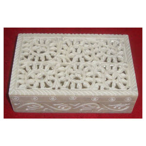 Regular Soapstone Hand Carved Designer Jewelry Box - Product Image 1
