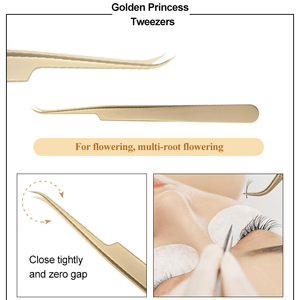 New Arrival Premium Golden Latest tweezer grafting facial care <b>tool</b> tweezers eyelash extension colored eyelashes tweezers - Product Image 3