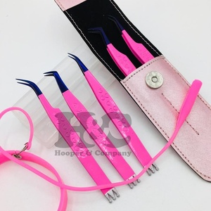 Nouvelle pince à épiler rose pointe violette extension de cils durable pince à épiler vison Logo offre poignée en forme de coeur pince à épiler en acier inoxydable - Product Image 4