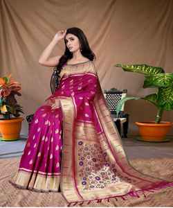 Baqnarsi Jacquard Soie Saree Le Plus Bas Prtice Marché Surat Gujarat Vêtement Ethnique Vêtement - Product Image 5