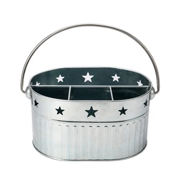 Boa Qualidade Padrão 4 Seção Galvanizado Oval Em Forma De Talheres Titular Decorativo Estrela Perfurado Cozinha Storage Holder