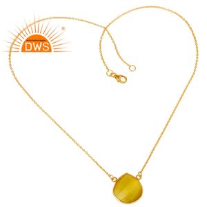 Faceted Yellow <b>Moonstone</b> Gemstone Bezel Set Pendant Necklace Supplier 18k Gold Plated Sterling Silver Jewelry Wholesaler - Product Image 2
