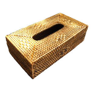 Wholesale Natural RattanTissue Box Holder, Hand Woven Rattan Tissue Boxes