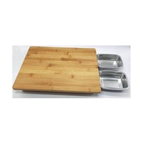 Planche à découper pliable moderne Amson en laiton et bambou avec plateau en acier inoxydable et tiroir, ustensile de cuisine écologique pour un retrait facile