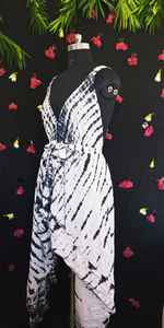 <b>Black</b> Bohemian <b>Jumpsuit</b> for Women Casual Floral Hand Tie Dye Sleeveless Beach Style Woven Floor-Length Summer Dress - Product Image 3