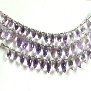 Perles d'améthyste rose de qualité AAA pierre précieuse semi-précieuse naturelle briolette à facettes forme de riz pierre verte en vrac pour la fabrication de bijoux - Product Image 4