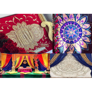 Beautiful Embroidered Backdrops for <b>Mehndi</b> Function Henna Party <b>Decor</b> with Embroidered Backdrops Wedding Embroidered Curtains UK - Product Image 1