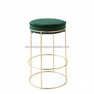 Tabouret haut pouf en métal vert Tabouret pouf cadre en métal doré - Product Image 1