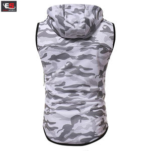 Gilet d'été léger et élégant de qualité supérieure pour hommes Camouflage Hooded Fitness Top Casual Sleevesless Hoodies-Vente en gros - Product Image 4