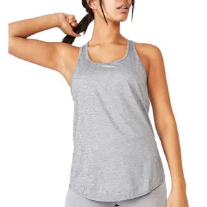Camiseta sem mangas respirável para academia em formato de corrida de tecido duplo para ioga por atacado