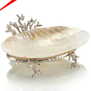 Bol de service en métal le plus luxueux bol de service de forme ovale de mariage avec poignées décoratives dorées bol décoratif 2025 - Product Image 3