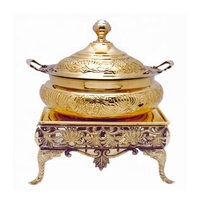 Plat à chafing de luxe en laiton plaqué or, avec gravure traditionnelle, support de présentation carré pour table, serveur de buffet haut de gamme