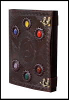 Diario de cuero genuino extra grande, cuaderno en relieve de seis piedras con papeles en blanco, diario para escribir, regalo del Día de la madre para ella