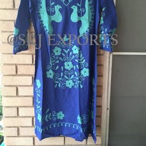 Exclusif Jolie Mexicaine Broderie Paon Bohème Caftan Femme Robe 100% Coton Dernière Mode à manches longues Hippie Couvrir Robe - Product Image 2