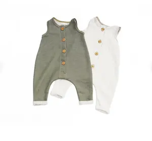 Peleles de algodón orgánico para bebé, ropa de bebé, trajes, precio al por mayor, 100% - Product Image 1