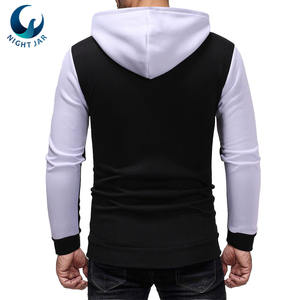 Sweat à capuche personnalisé de haute qualité pour homme, avec poche, noir et blanc, impression de logo OEM, coton et polyester, prix d'usine en gros - Product Image 3