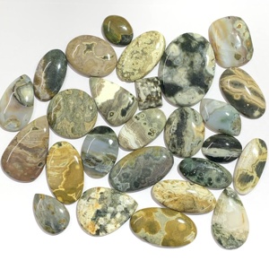 Piedra preciosa ovalada suelta de cabujón de jaspe oceánico Natural de alta calidad AAA en verde, blanco y marrón certificado por IGI - Product Image 3