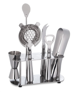 Ensemble de shaker à cocktail professionnel avec outils de barre en métal sur support - Product Image 6