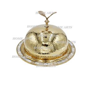 Plato de mantequilla de latón de color dorado hecho a mano, plato de mantequilla de forma redonda de diseño clásico para uso en hoteles y restaurantes - Product Image 3