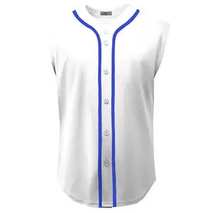 Maillot de baseball sans manches personnalisé avec boutons, vêtements de sport, nom d'équipe personnalisé, séchage rapide, respirant, haute qualité - Product Image 1