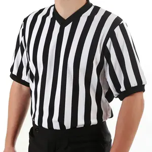 Camicia da arbitro a righe da basket da uomo camicia da arbitro da basket con scollo a v in maglia a sublimazione abbigliamento sportivo Pin nero/bianco Umpire personalizzato