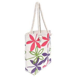Bolsas de compras de yute con patrón geométrico con cremallera estampada a la moda y Asa de cuerda de bolsillo interior hecha en la India - Product Image 3
