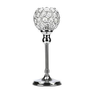 Ksn ที่ใส่เทียนชาสีเงินหรูหราขนาด10นิ้วพร้อมลูกปัดเหล็กสำหรับงานแต่งงานวันวาเลนไทน์และของตกแต่งบ้าน (ทำด้วยมือ) - Product Image 1