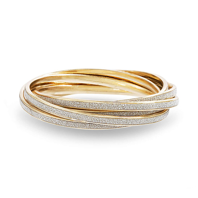 Simple Women Jewelry Western Style Trendy Stack 14k Gold Filled Bangle Bracelet