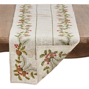 Chemin de Table en coton biologique, produit de qualité supérieure, motif floral, certifié en 100% coton - Product Image 5